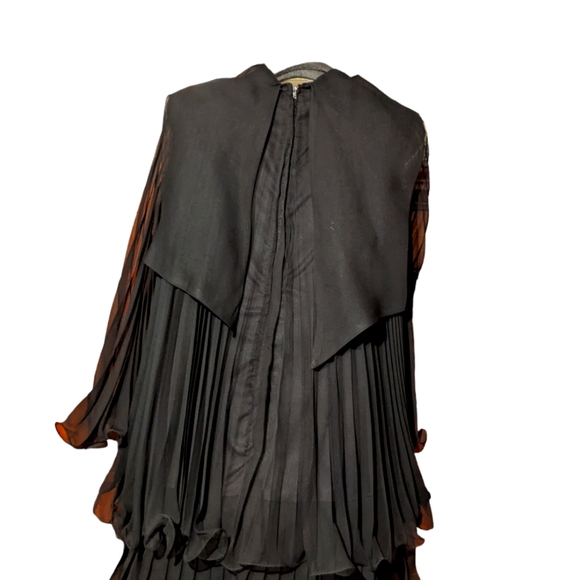 Vintage 70's Black Chiffon Mini Dress - Picture 2 of 7